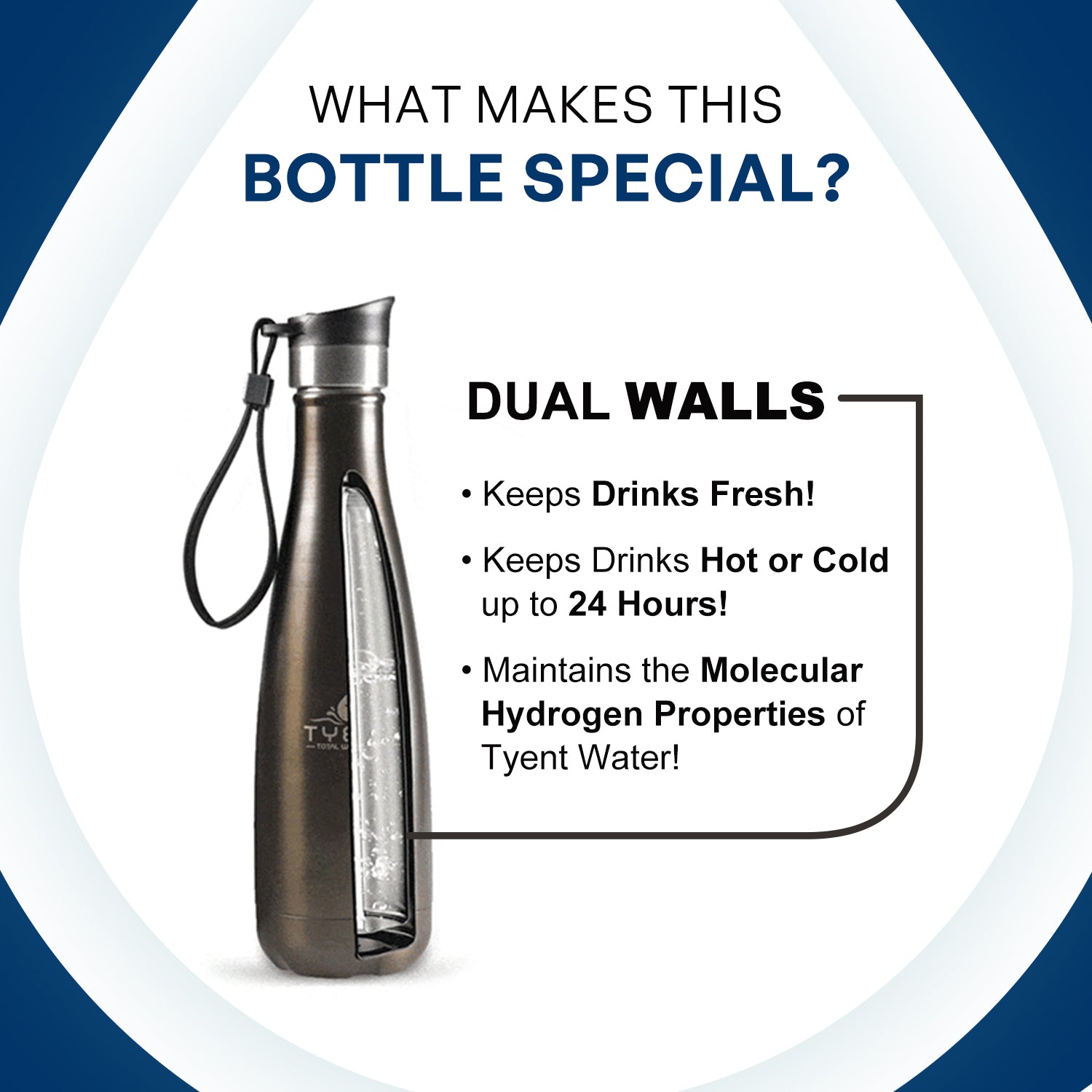 Tyent Contemporary Drinkware - 750ml Stainless Steel